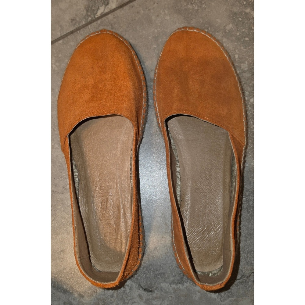 Jutelia Orange Suede Espadrille Flats Made in Spain Women Size 39 Slip On Shoes